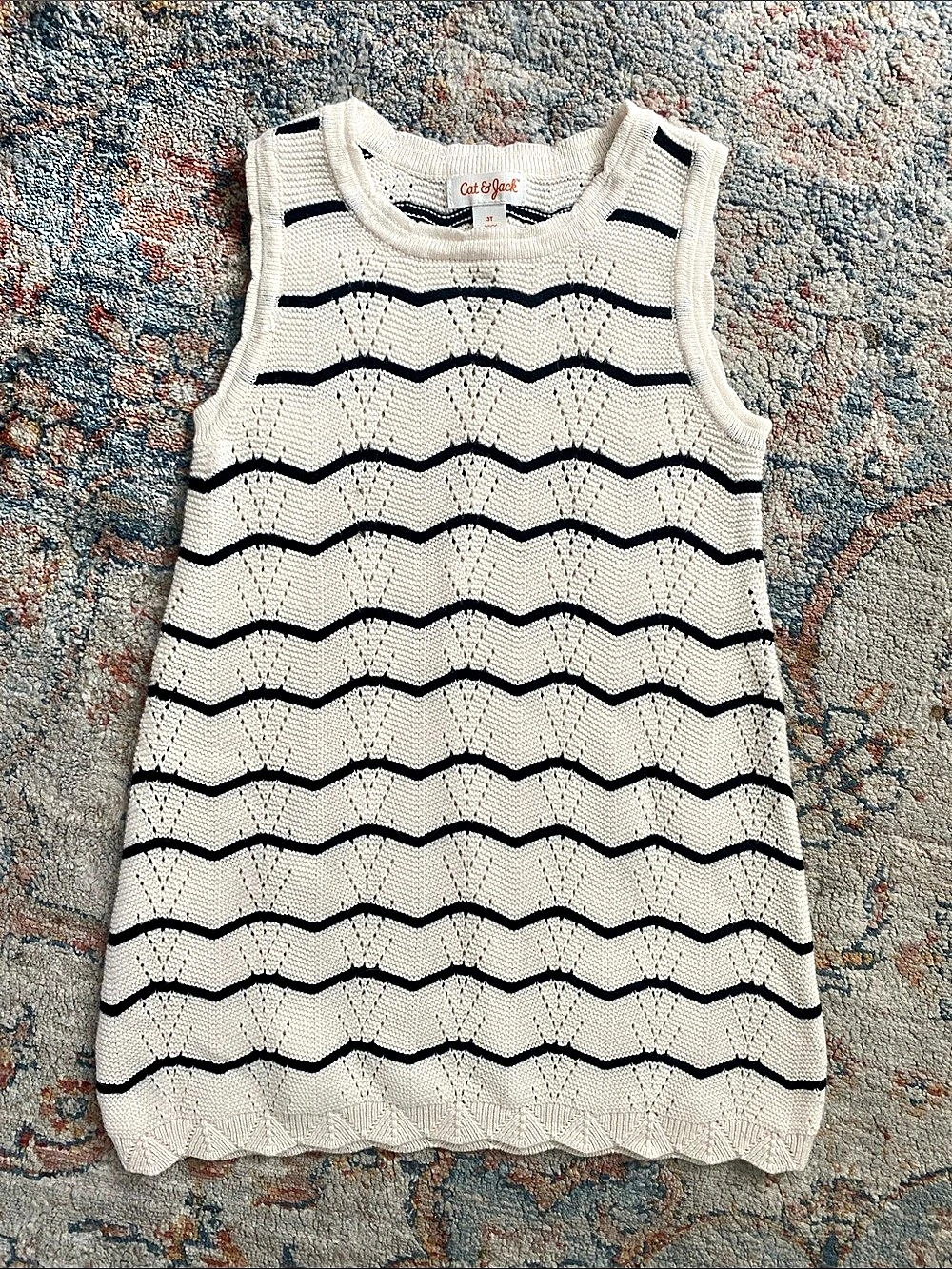 Cat & Jack Girls 3T Striped Knit Sweater Vest Like New